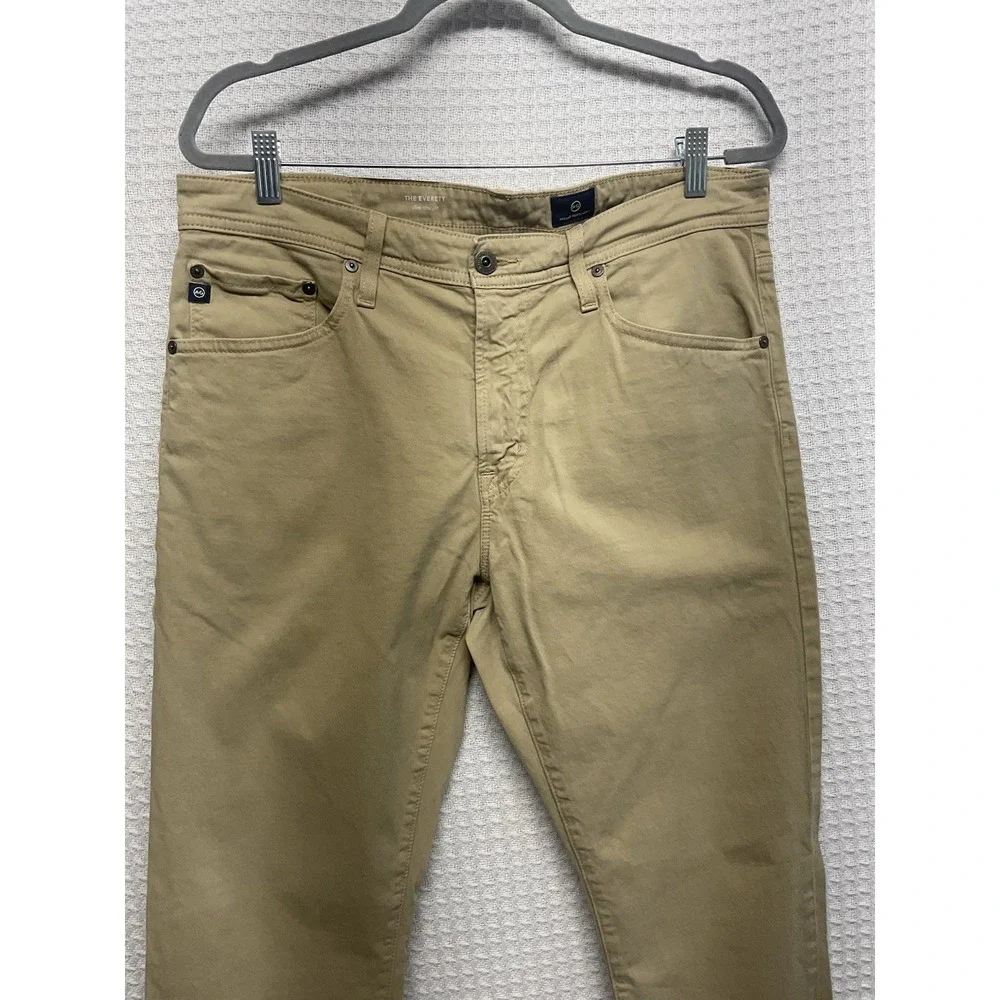 AG Adriano Goldschmied The Everett Slim Straight Leg Jeans Men 34x30 Beige/Tan